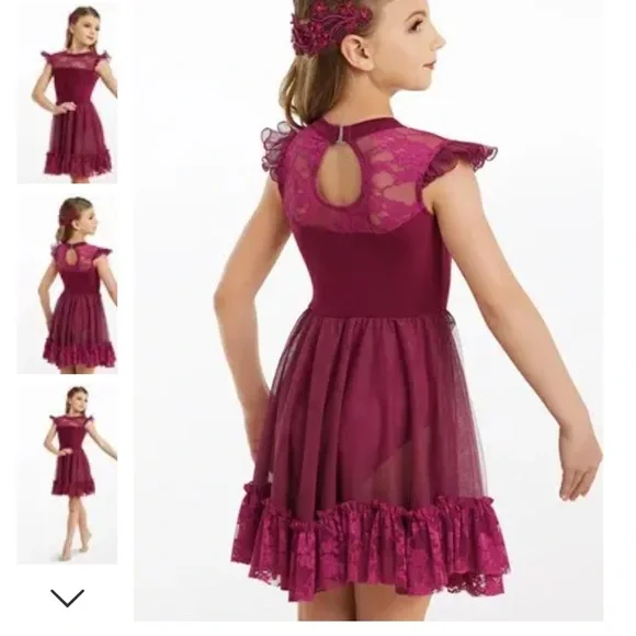 Weissman Burgundy lyrical costume Adult Small - Picture 2 of 3